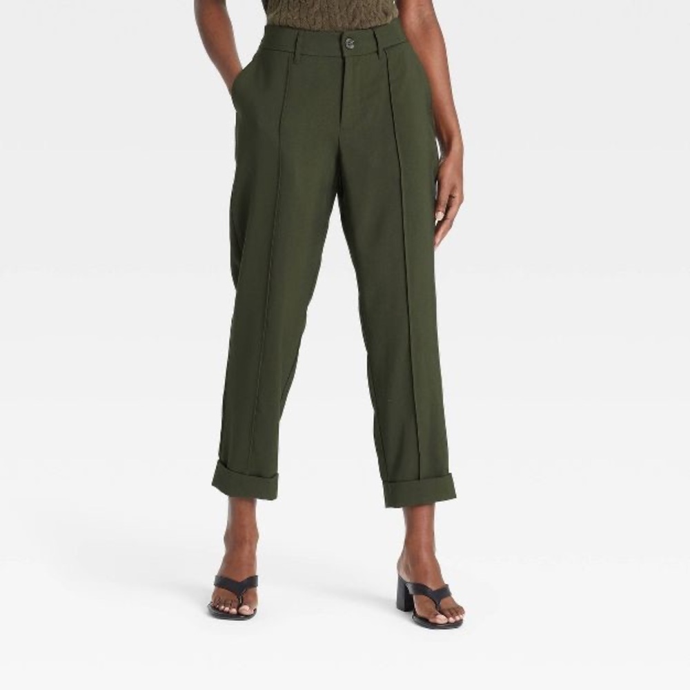 A New Day Women's High-Rise Slim Straight Leg Pintuck Ankle Pants